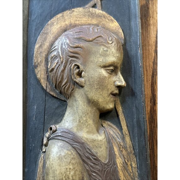 Wood Wooden‎ Young Saint John The Baptist Plaque - Picture 10 of 11